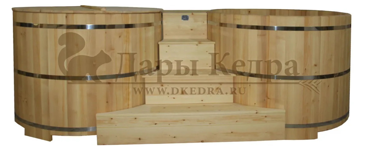 Двойная круглая купель для бани из кедра